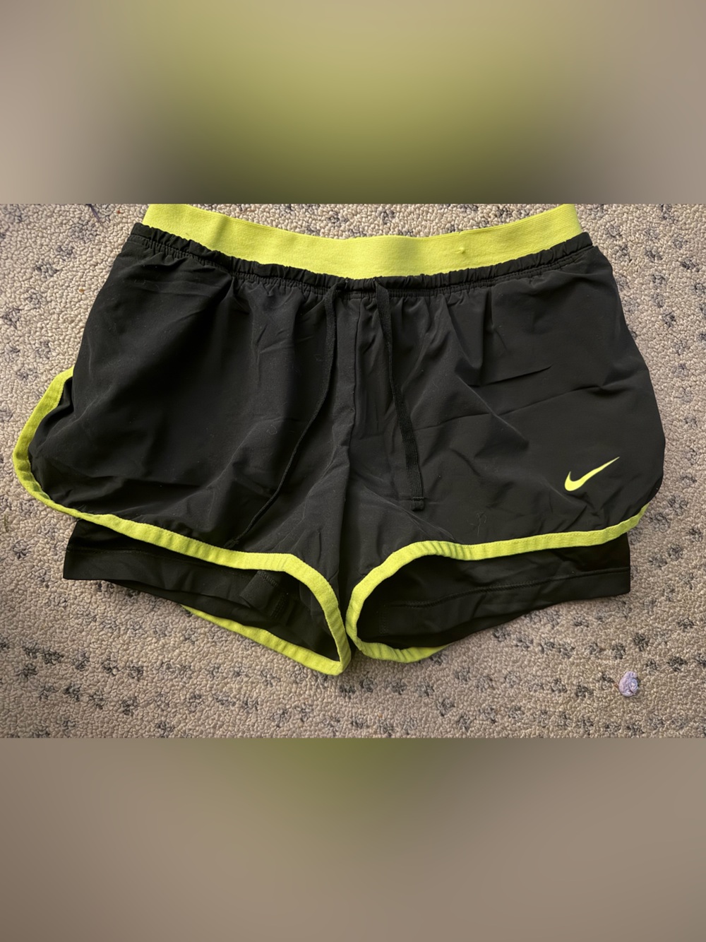 Nike Black Athletic Shorts with Yellow Trim